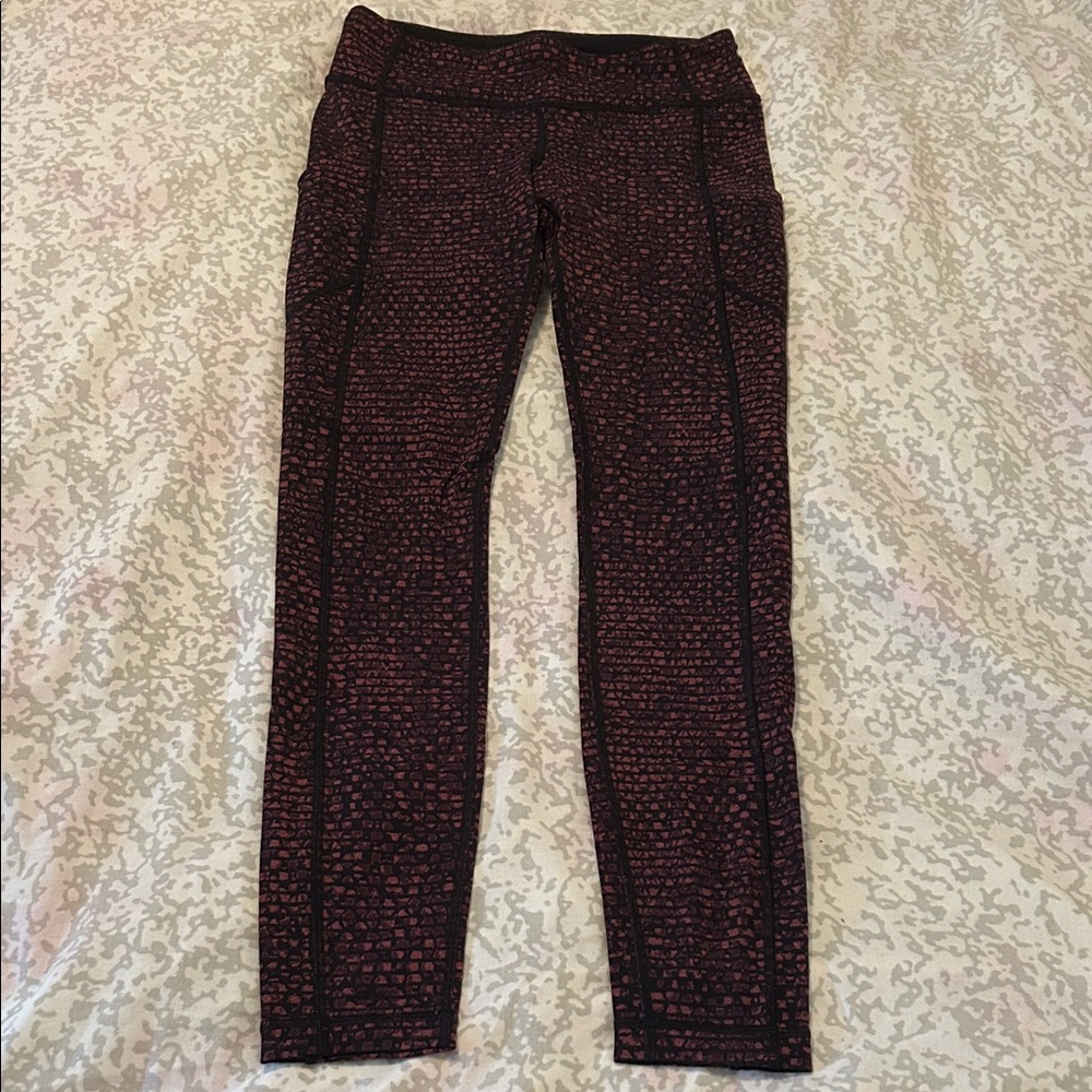 lululemon athletica Red and Black Leggings